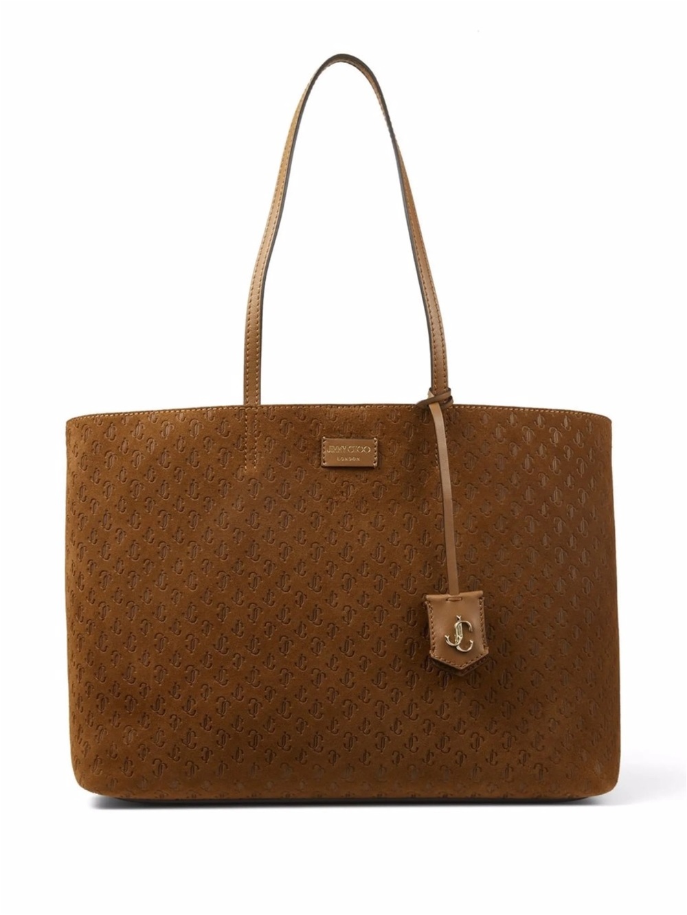 NWT Jimmy Choo Nine2Five E/W Monogram Dark Tan Leather Tote